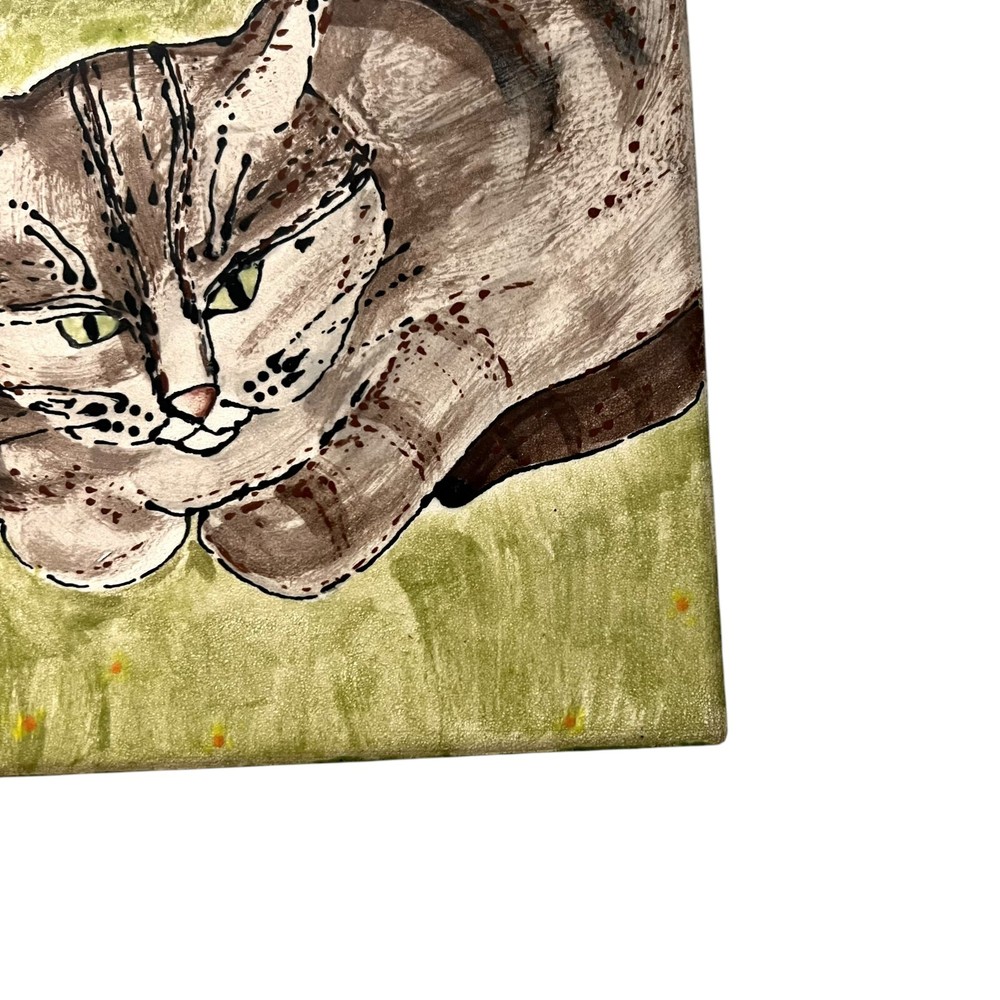 Handmade Ceramic Tile Cat Art Wall Decorative Home Decor
