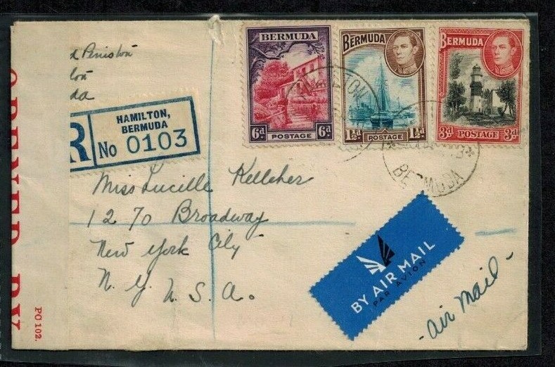 Bermuda WWII Censor Cover C22 Red Censor #76