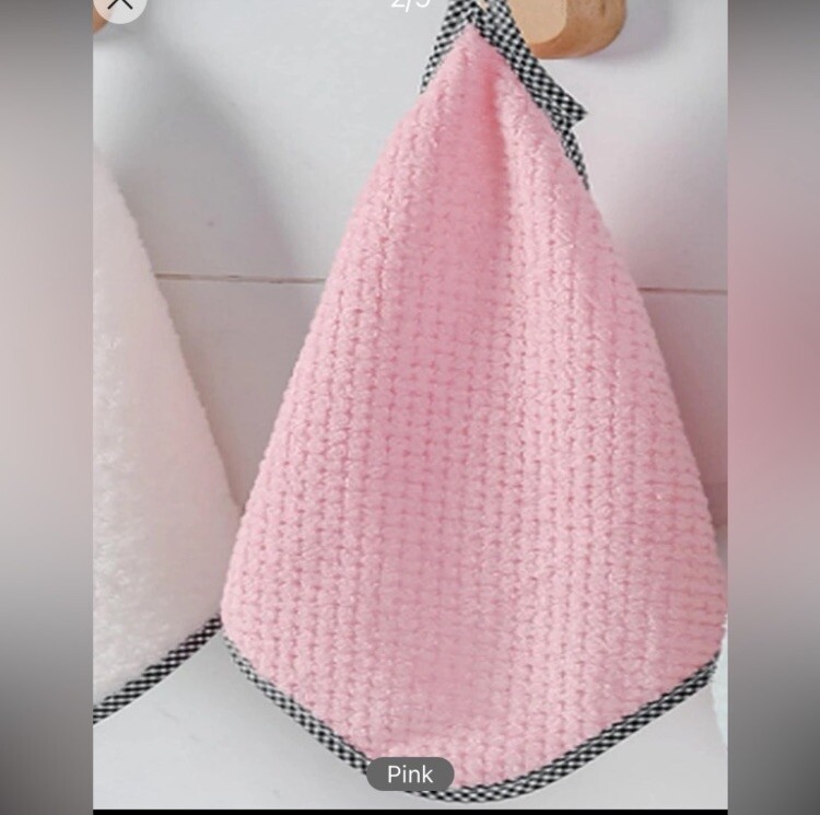 5pcs Plain Cleaning Rag, Pink Polyester Cleaning Cloth, For Kitchen