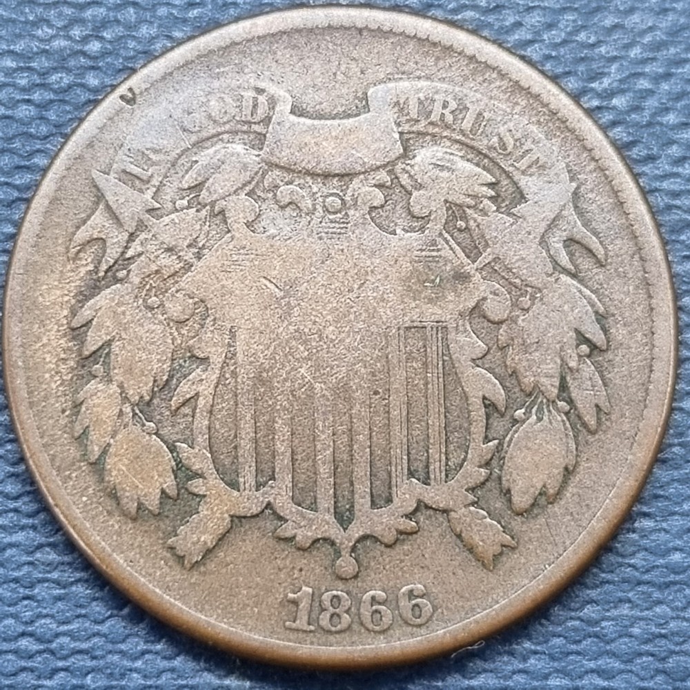 1866 Two Cent Piece 2c Circulated #74801