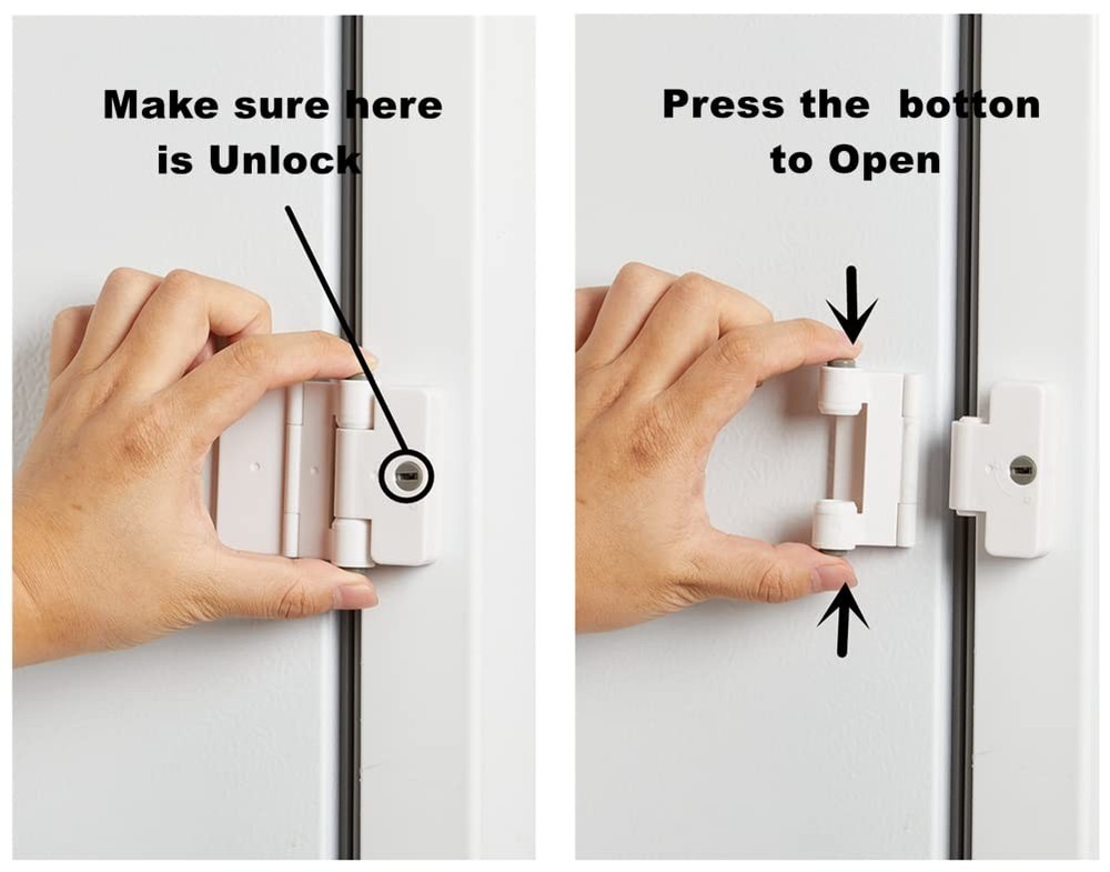 1 Pack Refrigerator Door Locks Double Button Adhesive Fridge Lock with 1
