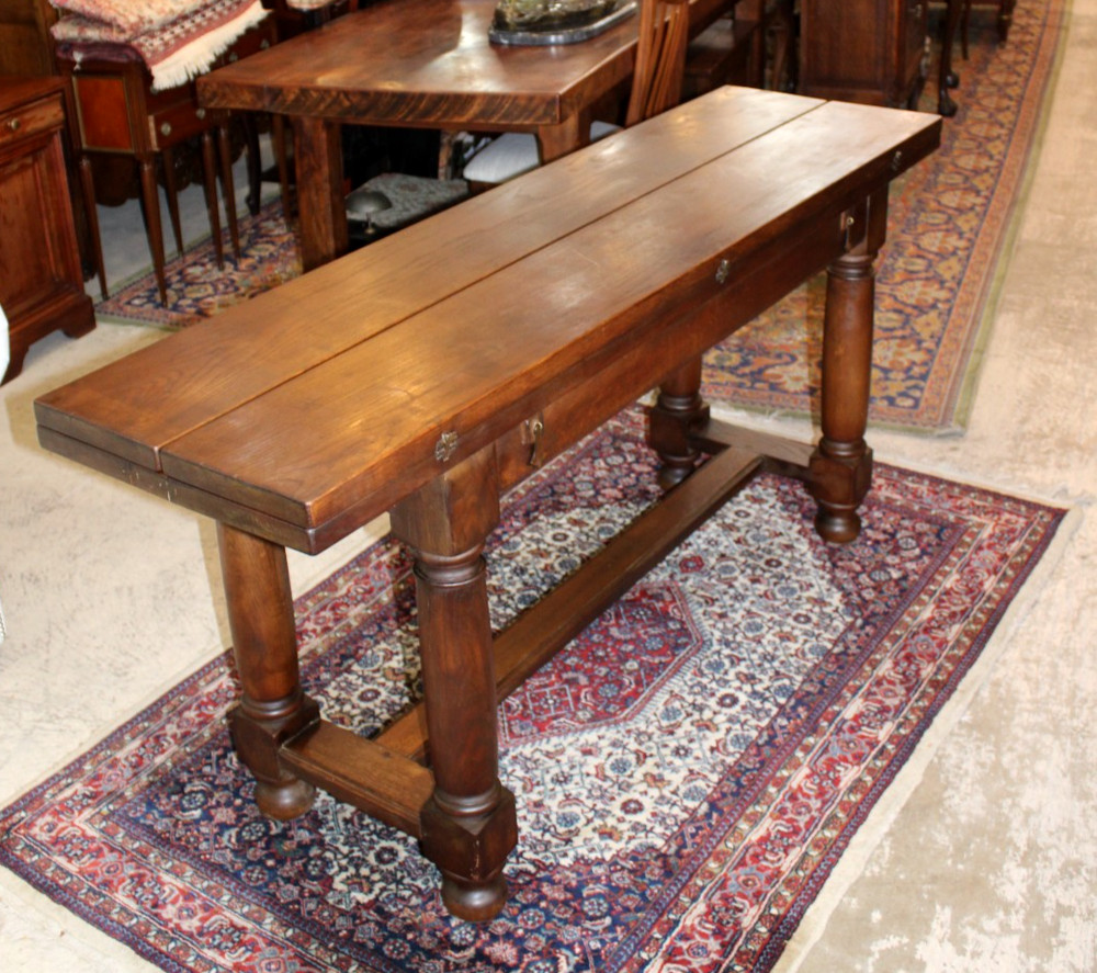 French Antique Oak Folding Dining Table / Trestle Table / Sofa Table