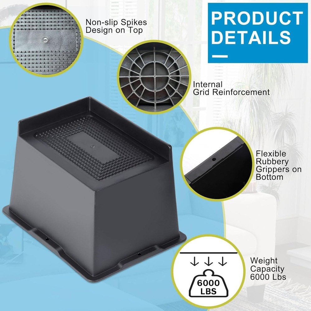 Bed Risers 6 inch Heavy Duty, Oversized 6 Pack