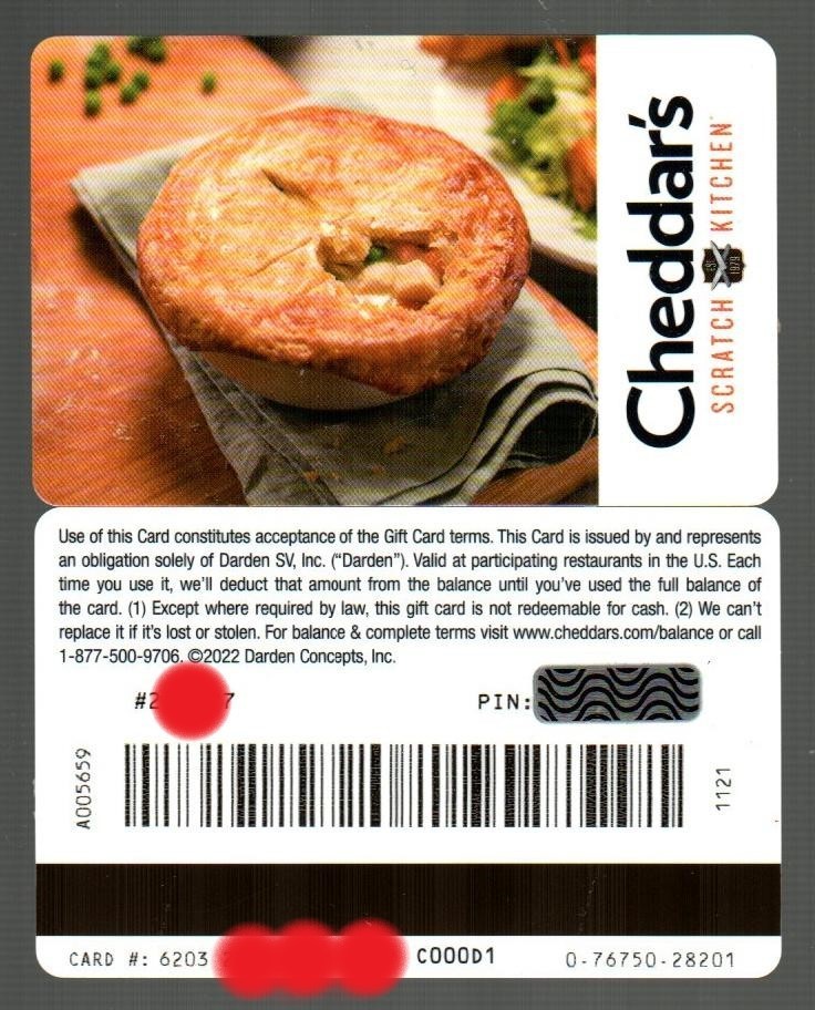 CHEDDAR'S SCRATCH KITCHEN Pot Pie ( 2021 ) Gift Card ( $0 ) V2
