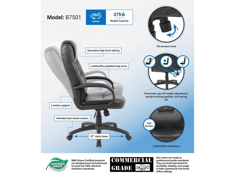 BOSS Office Products B7501 Executive Chairs