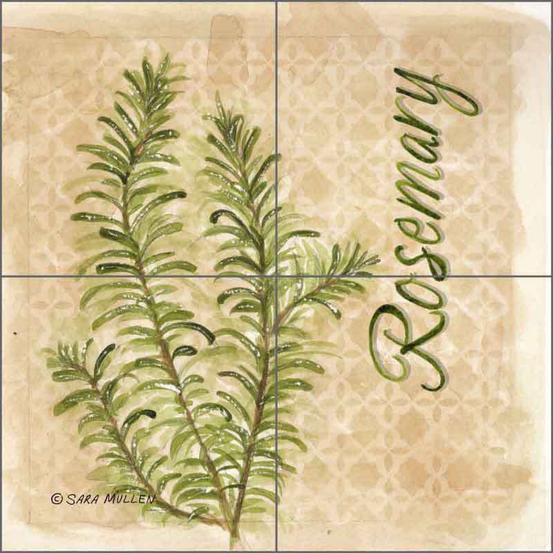 Ceramic Kitchen Tile Backsplash Herbs Rosemary by Sara Mullen SM089