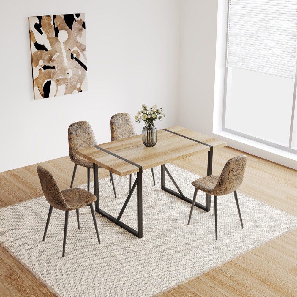 55" Dining Table modern rustic Industrial Rectangular MDF Wood Colour For 4-6