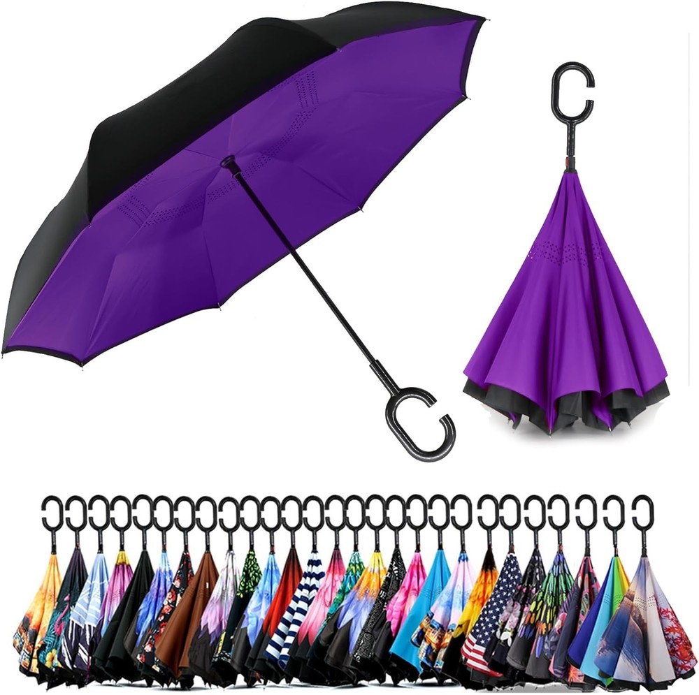 49/56 Inch Inverted Reverse Upside Down Umbrella Extra Large Double Canopy