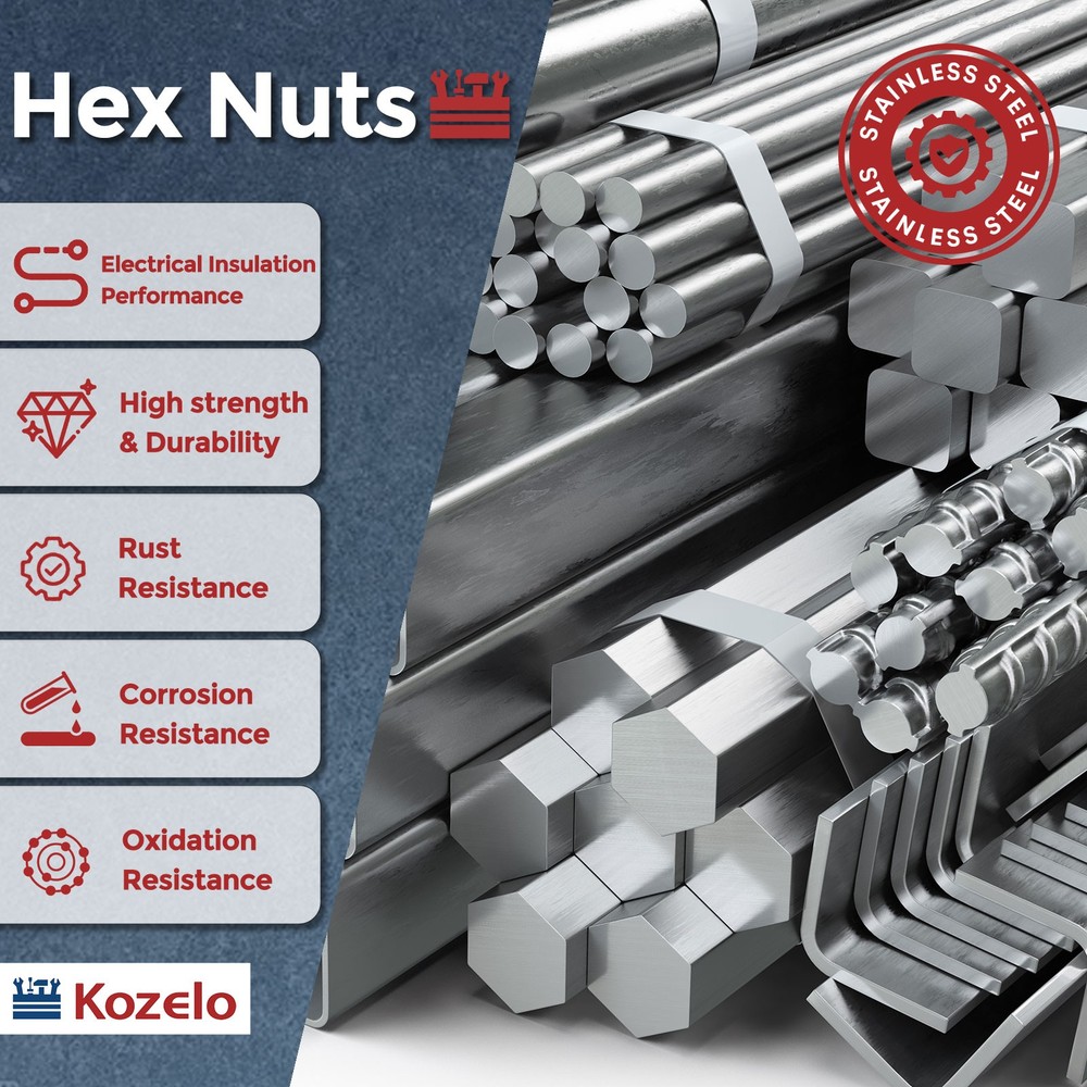 100pcs Hex Nuts - [M3-0.5] Nylon Hardware Nuts, White, UNC