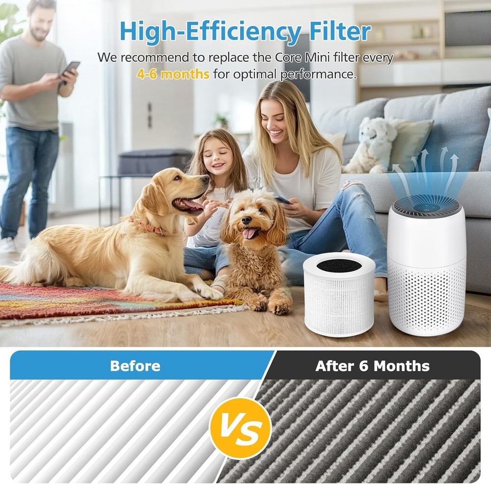 2 Pack HEPA Activated Carbon Filter Replacement for LEVOIT Core Mini Air Puri...
