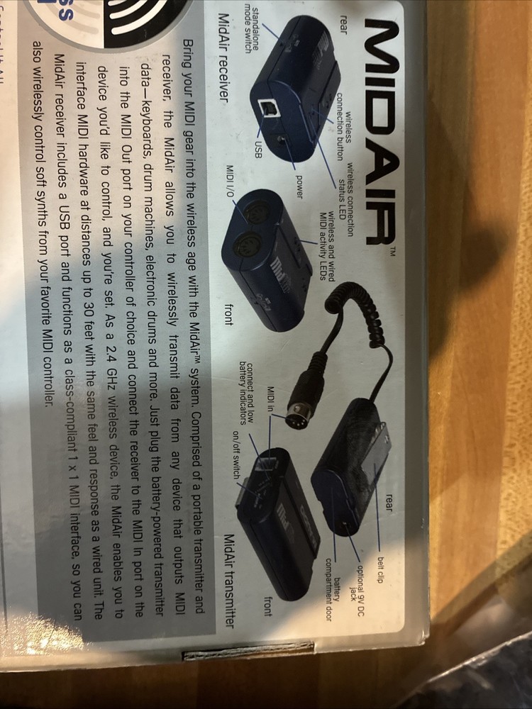MIDAIR WIRELESS MIDI Transmitter And Receiver