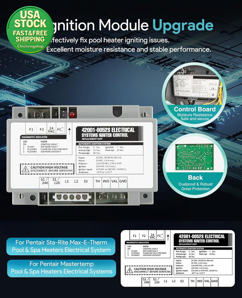 Igniter Control Module Replacement for Mastertemp Sta-Rite Max-E-Therm Heater