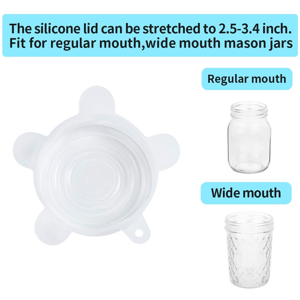Webake Silicone Stretch Lids 10 Pack for Regular and Wide 10 pack, White