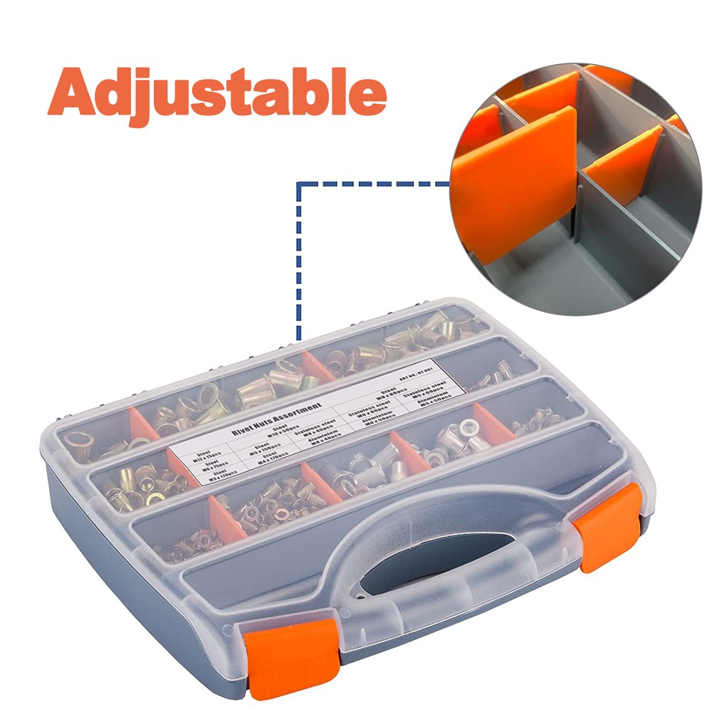 1450PC Rivet Nuts - Rivnut Gun Nut Setter Thread Setting Nutsert Tool Metric/SAE
