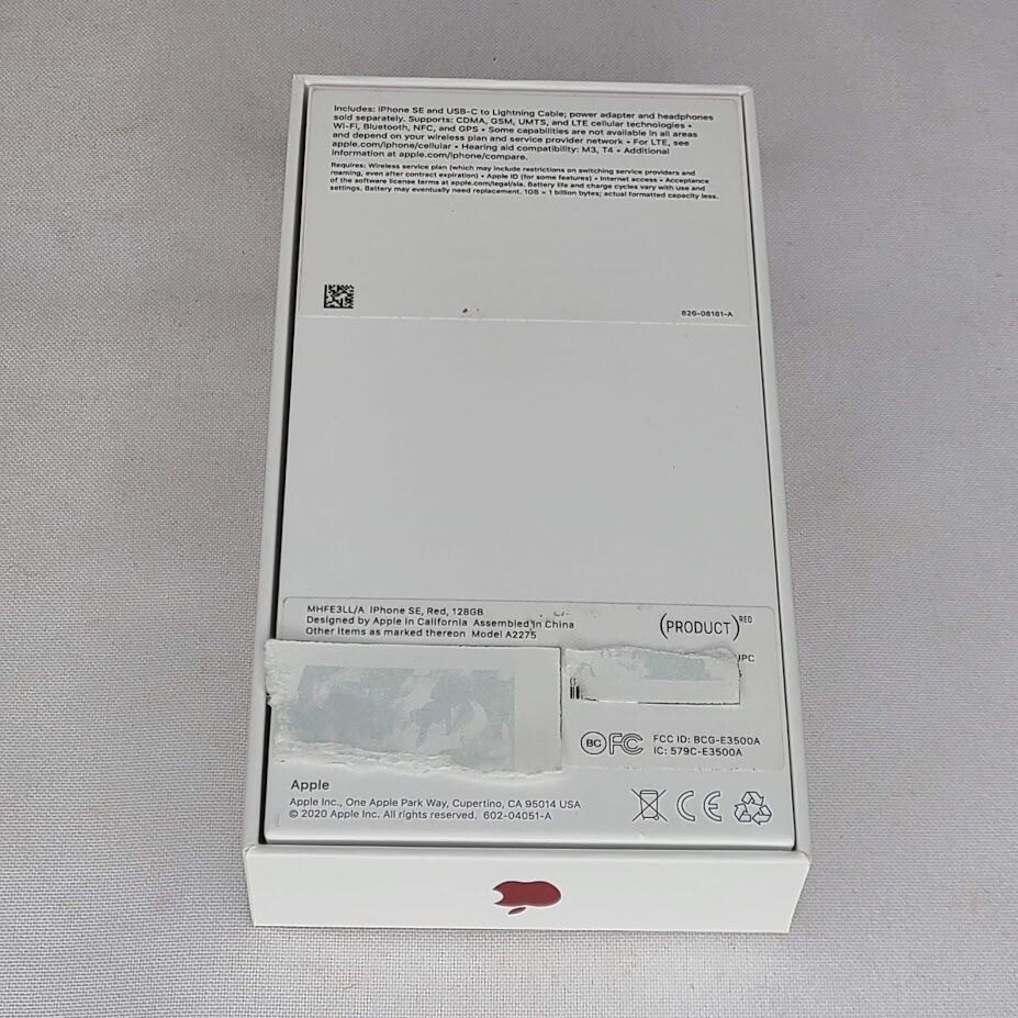 EMPTY BOX ONLY Apple iPhone SE 2020 Red 128GB Replacement Retail Box No Device