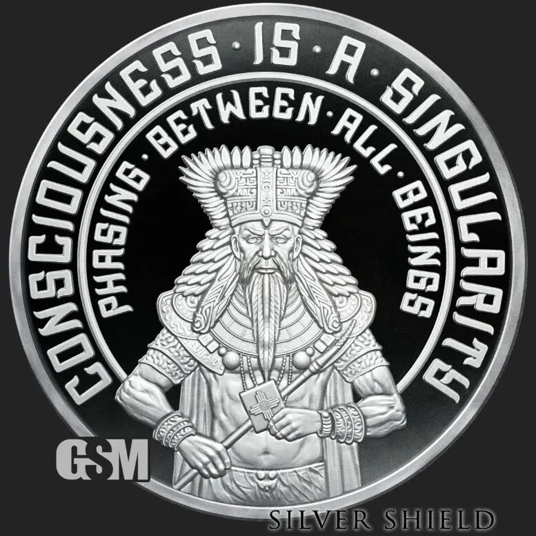 2023 SILVER SHIELD CONSCIOUSNESS IS A SINGULARITY 1Z SIVER PROOF