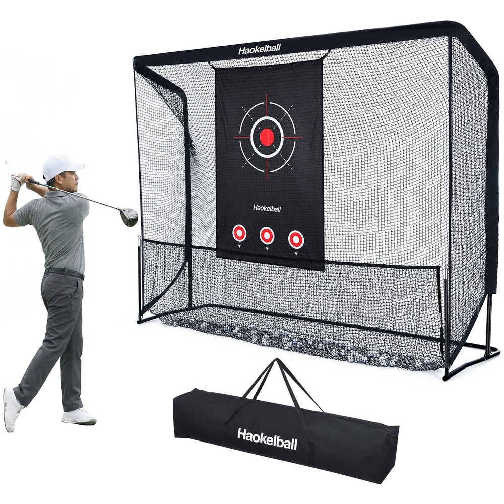 10x7.5ft Golf Practice Net w/Target Cloth Large Ball Collection Golf Hitting Net