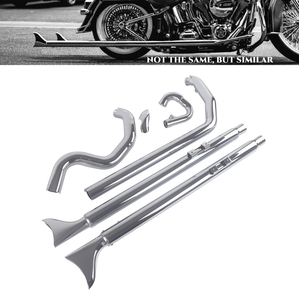 SHARKROAD 2-2 Fishtail Exhaust Systems Set for Softail 2000-2017 Models New