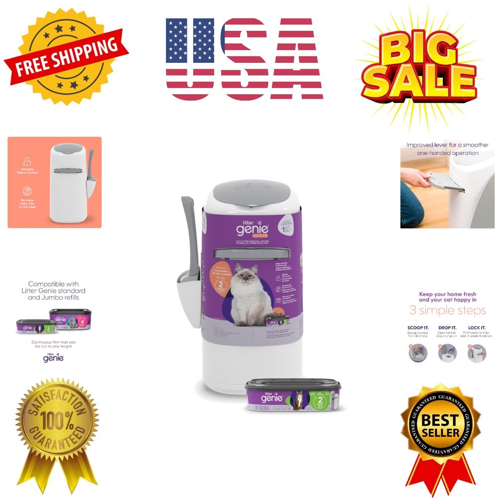 Style Pail Cat Litter Box Waste Disposal System for Odor Control Includes 1 S...