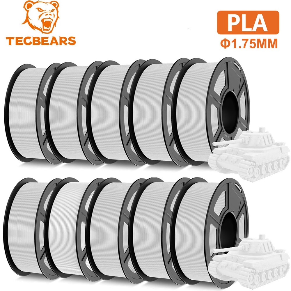 TECBEARS 10KG PLA 3D Printer Filament Bundle 1.75mm No Bubbles Neatly Beginner