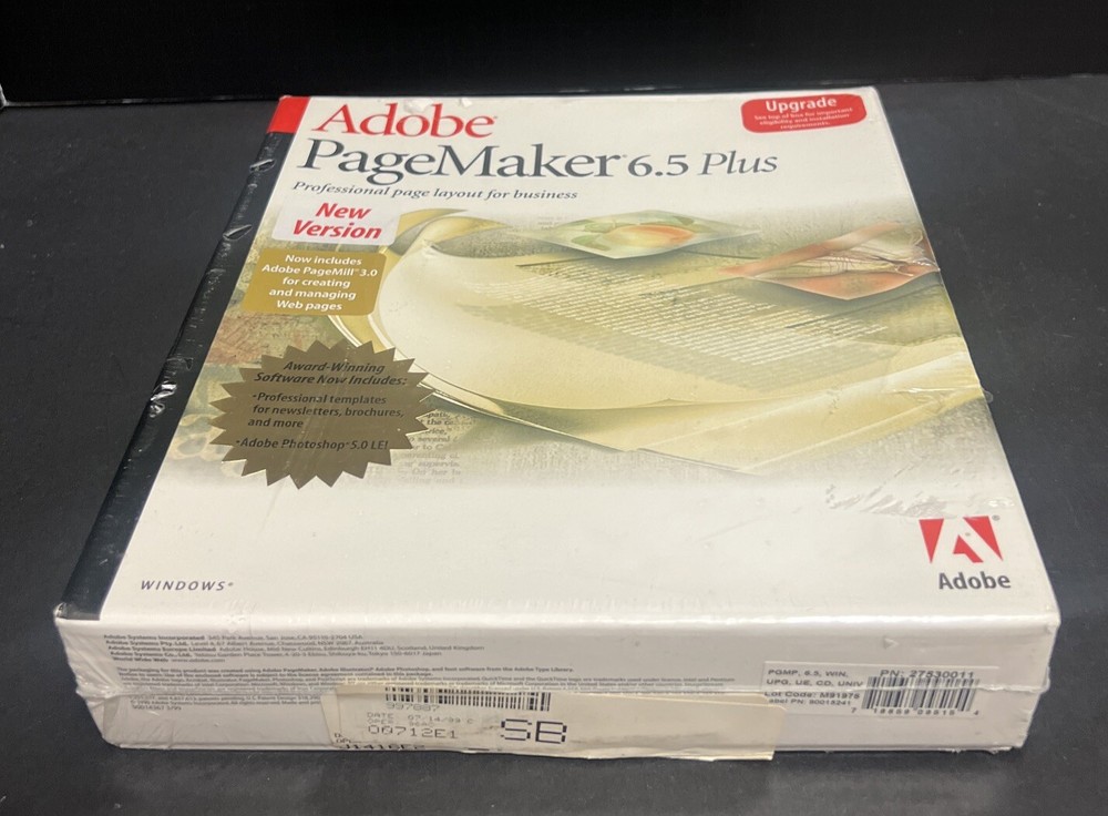 Adobe PageMaker 6.5 Plus Windows Upgrade Professional Page Layout Software