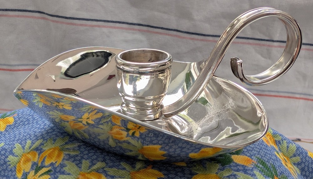2 Mid Century Modern Danish Silver Plated Candlestick Holders.