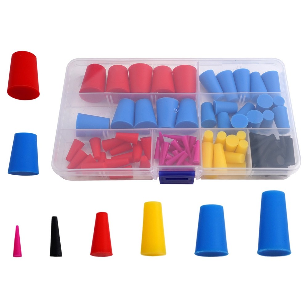 100 Pcs High Temp Silicone Rubber Tapered Kit,Silicone Assortment Kit
