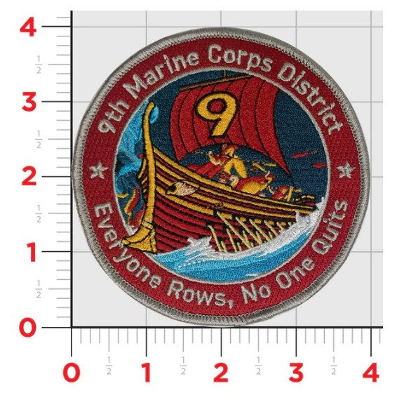 MARINE CORPS 9TH RECRUITING DISTRICT EMBROIDERED PATCH WITH HOOK & LOOP