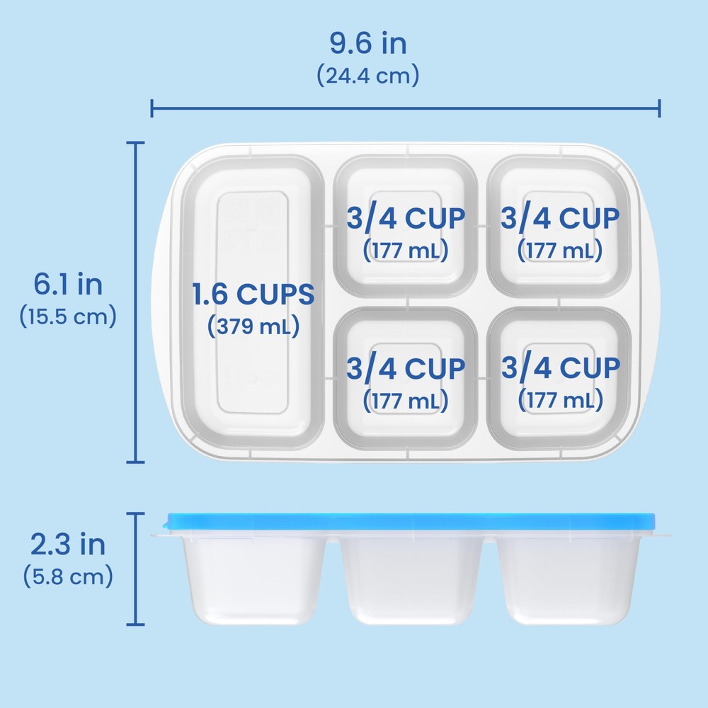 Easyboxes - Reusable 5-Compartment Food Containers, Stackable 8-Piece Set, 4 ...