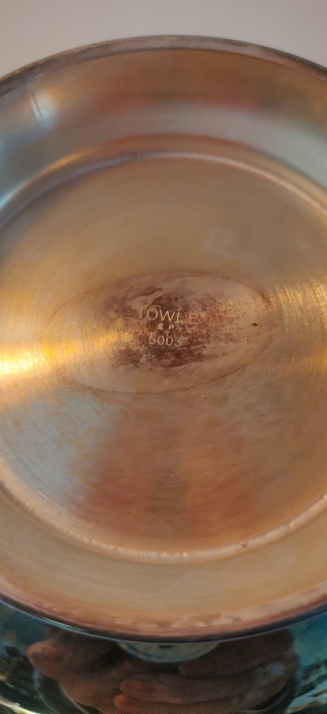 TOWLE Silverplate Bowl With Teal Enamel Inside