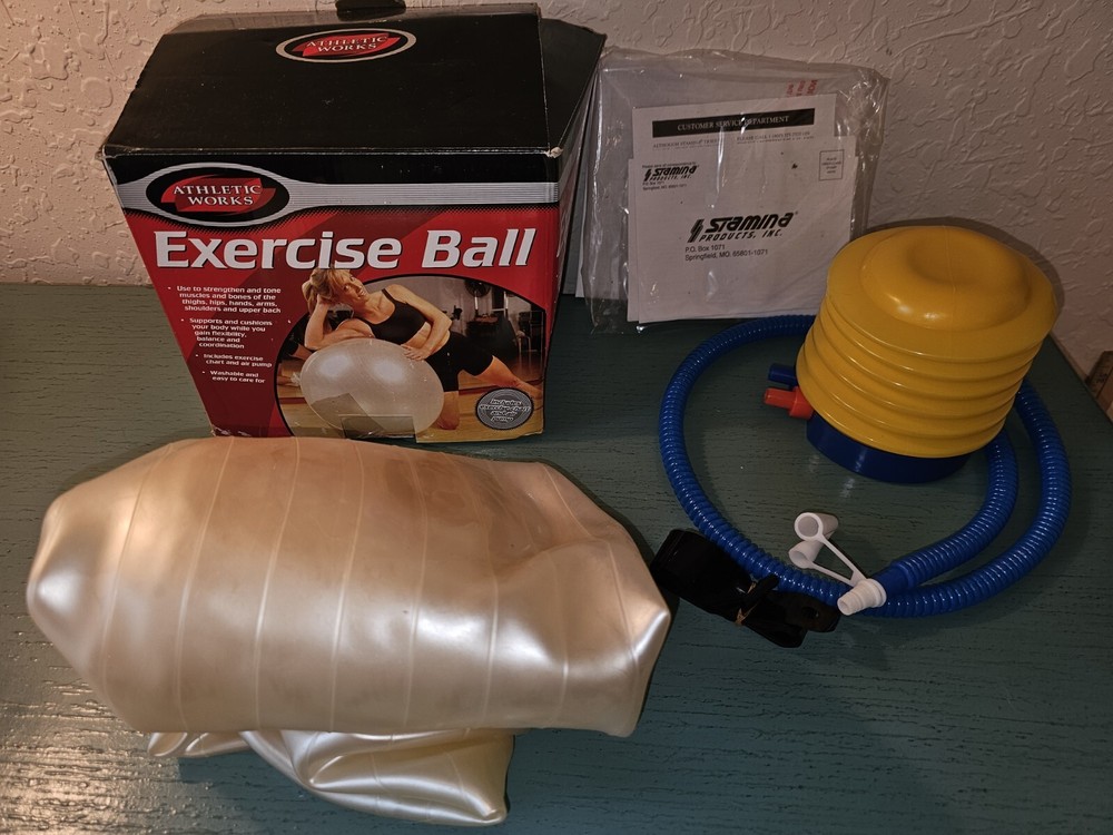 Athletic Works Exercise Ball W/Pump & Paperwork-Original Box New