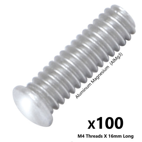 Aluminum Magnsium Dent Pulling Weld Studs AlMg3 - M4 Threaded - 16mm (L)