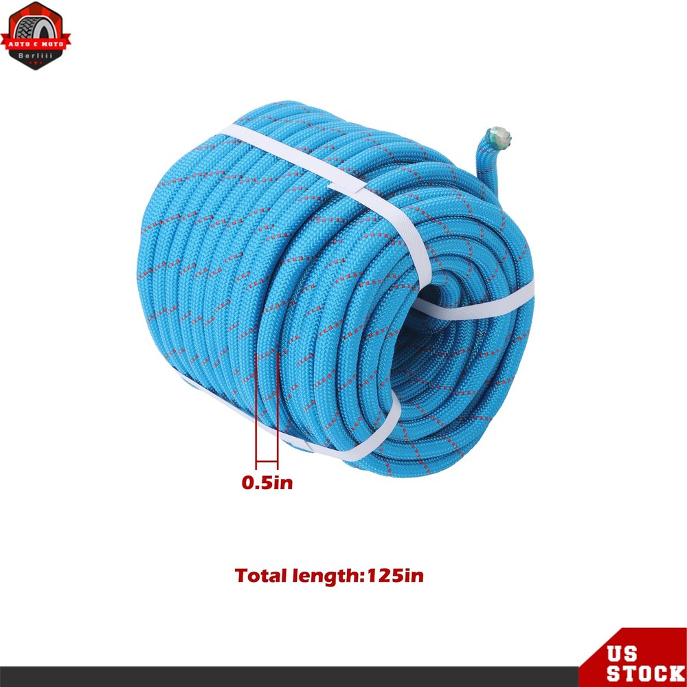 1/2" × 125' Double Braid Nylon Polyester Arborist Rope Pulling Rigging Line Blue