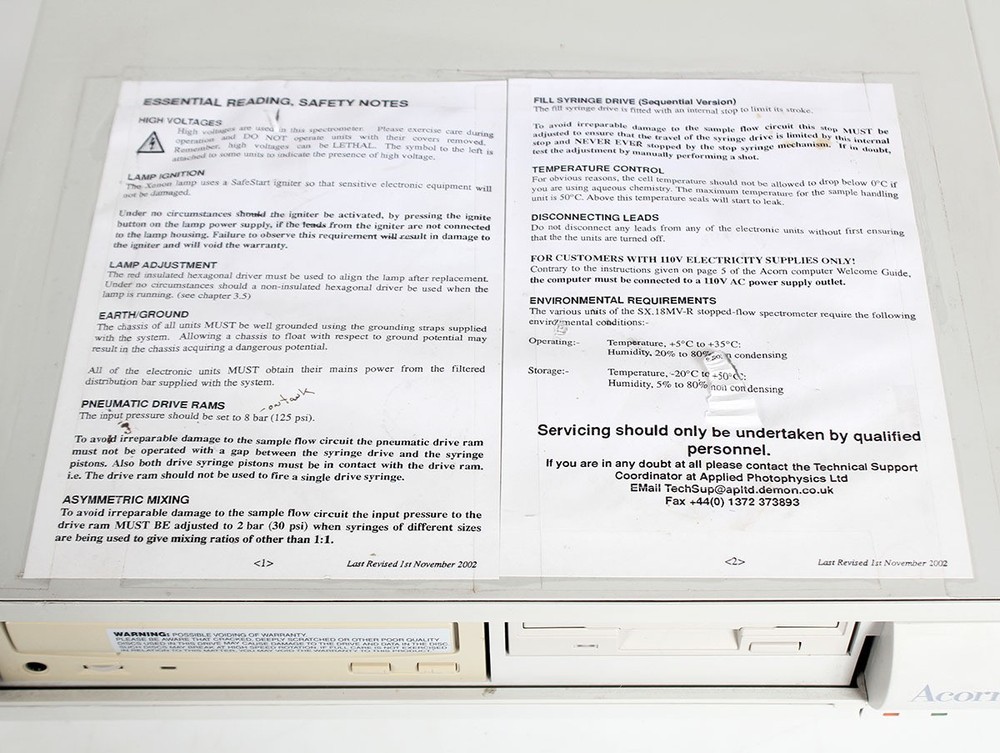 Applied Photophysics 13-117 Interface Control + Computer for SX20 Stopped Flow