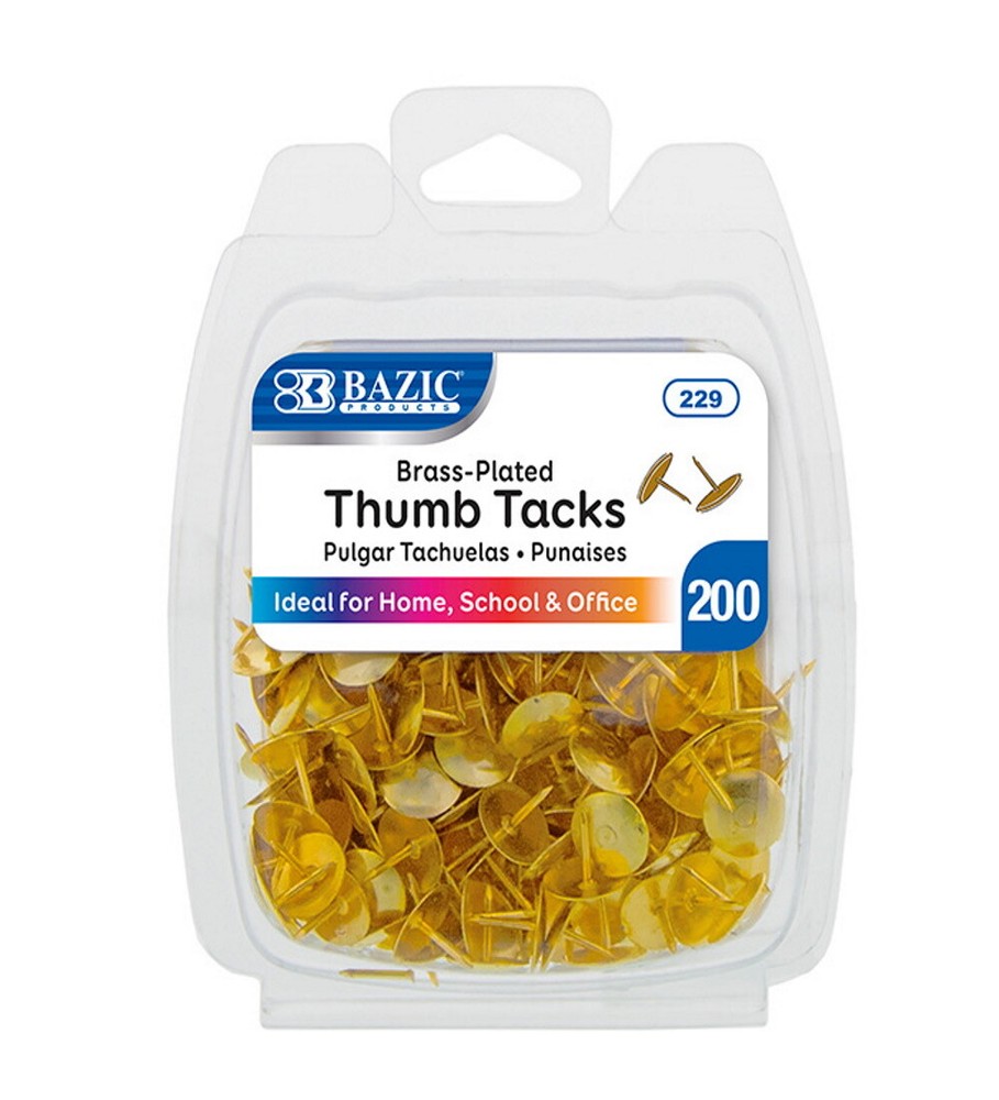 200 Push Pin Thumb Tacks BRASS Gold Drawing board No Rust - Sharp Point