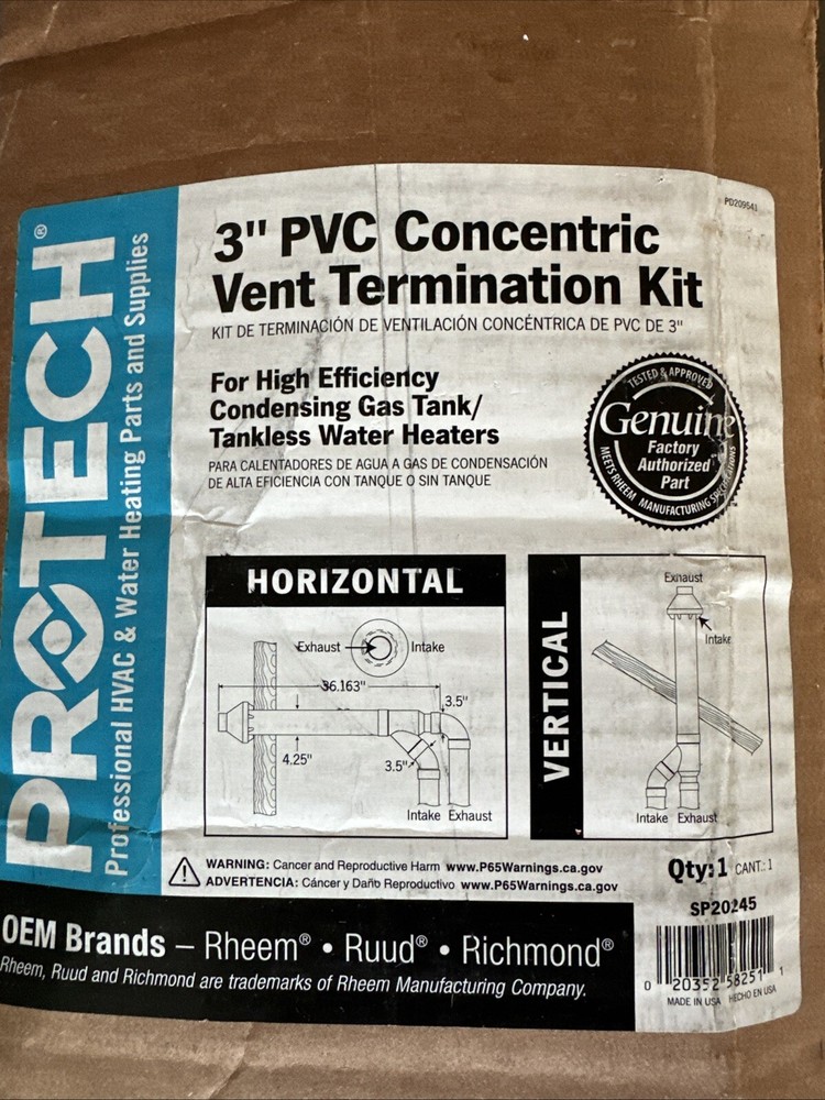 Protech SP20245 3” PVC Concentric Vent Termination Kit