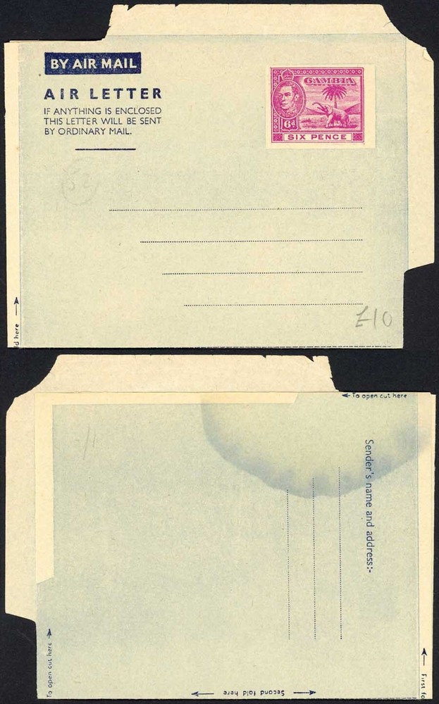 Gambia KGVI Airmail Lettersheet