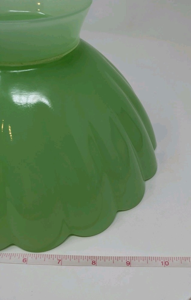 Vintage Jade Green Glass Fruit Bowl Kitchen Tableware Decor Console Jadeite