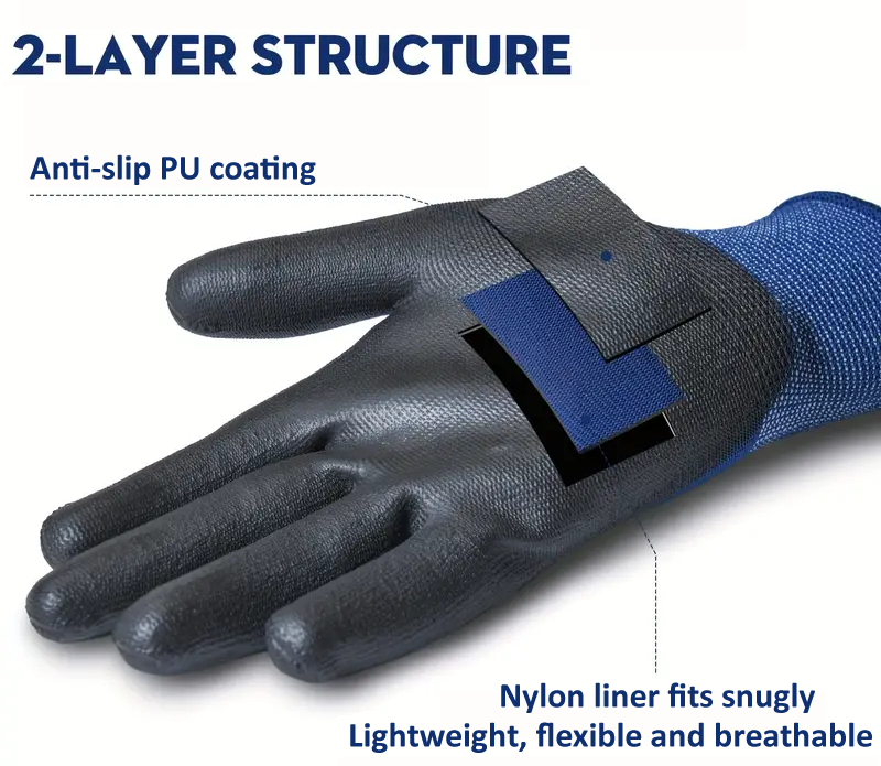 POLYURETHANE COATED WORK GLOVES (3 PAIRS) general purpose utility duty mechanic