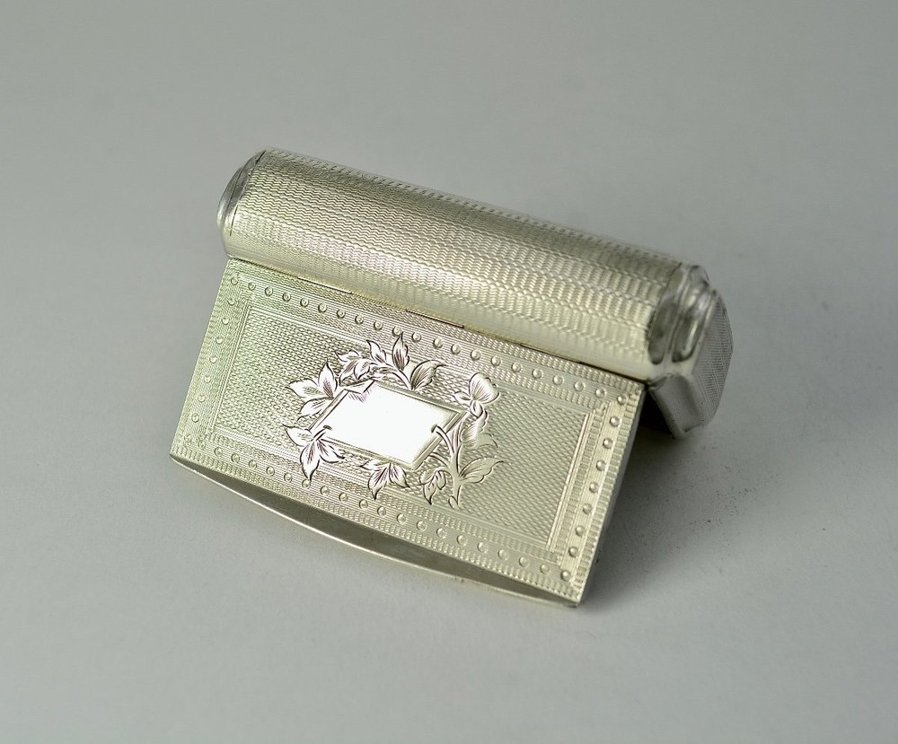 Antique French Silver 800 Snuff Box Rectangular Engraved Hallmarked 19th Century