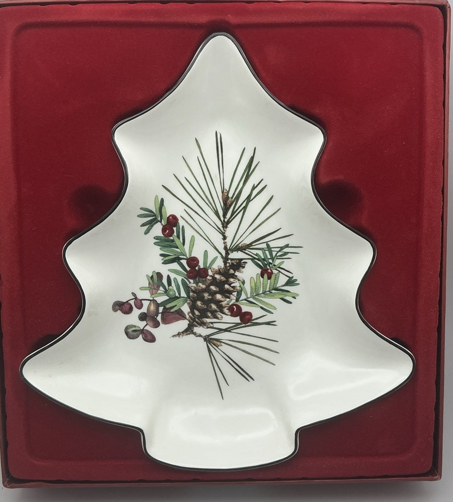 Vintage Lenox Etchings Christmas Tree Candy Dish - NIB