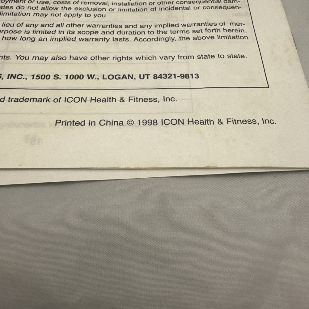 Weider Pro 408 User’s Manual - Paper Copy With Some Writing On It