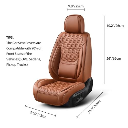 Car Seat Covers Front Pair, Breathable Front Pair (with Headrests) Brown
