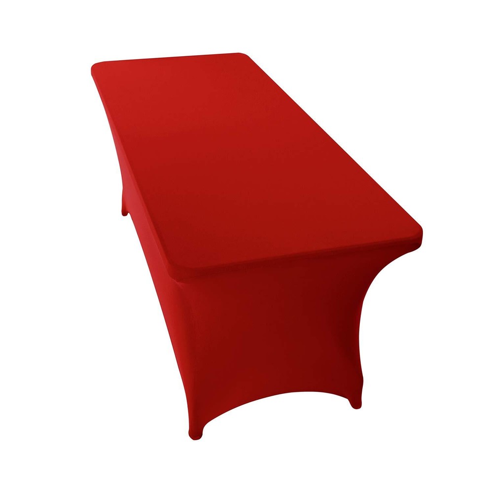 Peomeise 6FT Spandex Table Cover Rectangular Stretch Spandex Tablecloth Red6FT