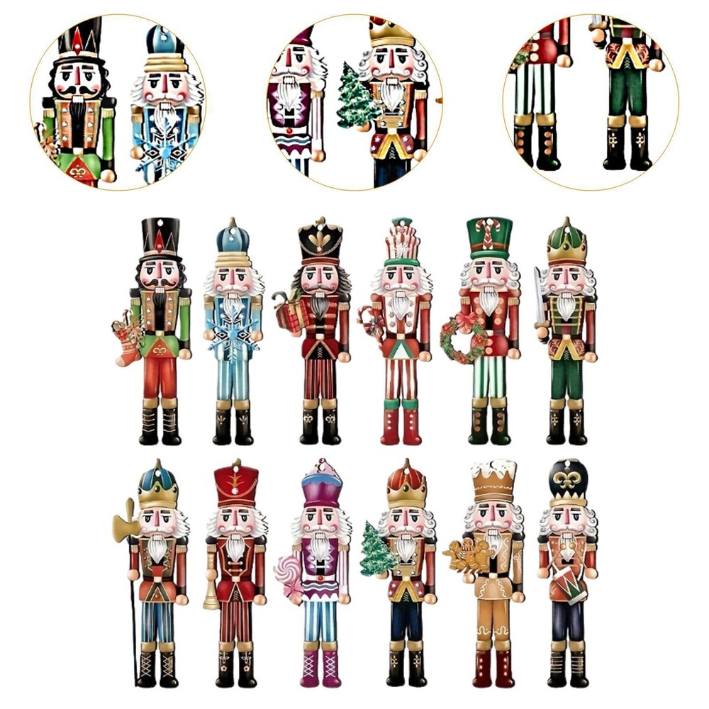 12 Pieces Nutcracker Figurines Christmas Decor Nutcracker Wooden Decorations