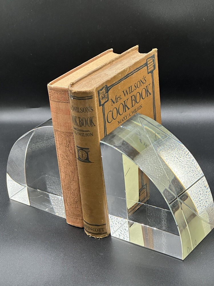 Vintage Crystal Contemporary Demilune Bookends
