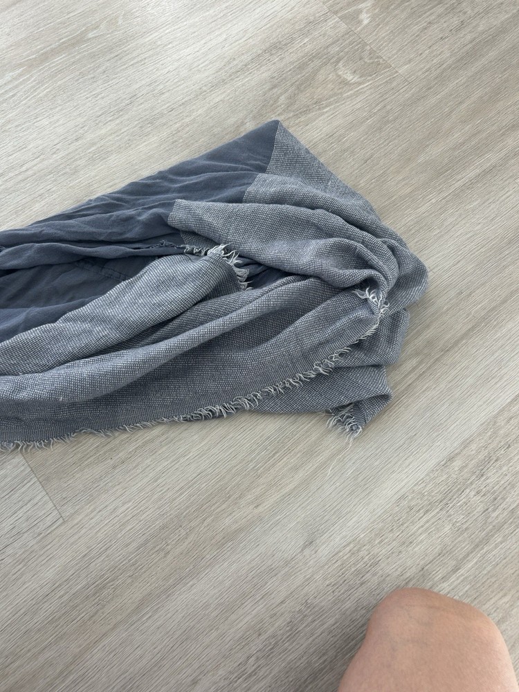Infinity Scarf Cotton Fringe One Size Blue