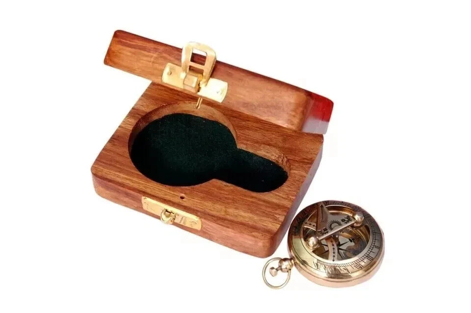 NAUTICAL SUNDIAL BRASS COMPASS VINTAGE ANTIQUE MARITIME NAVIGATION COMPASS GIFT