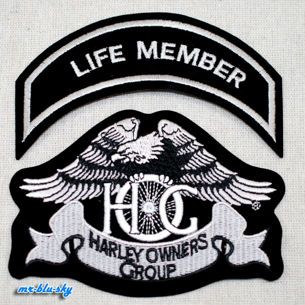 Small Heritage Eagle & Life Member Silver Patch ~ Harley Davidson Owners Group