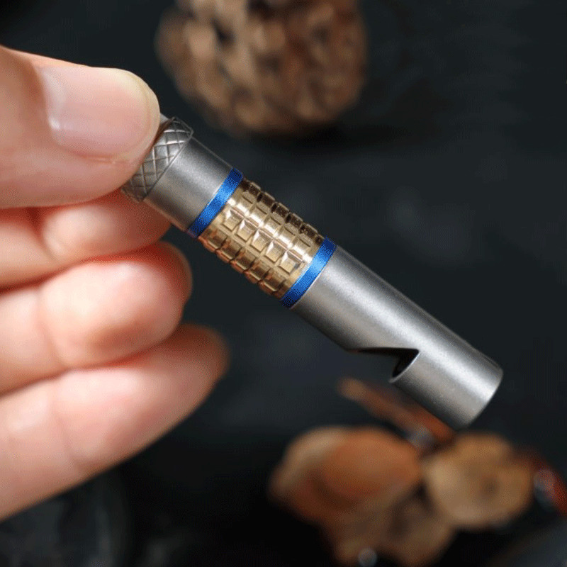 EDC Titanium Brass Whistle Training Command Warning Tool Keychain Necklace Gift